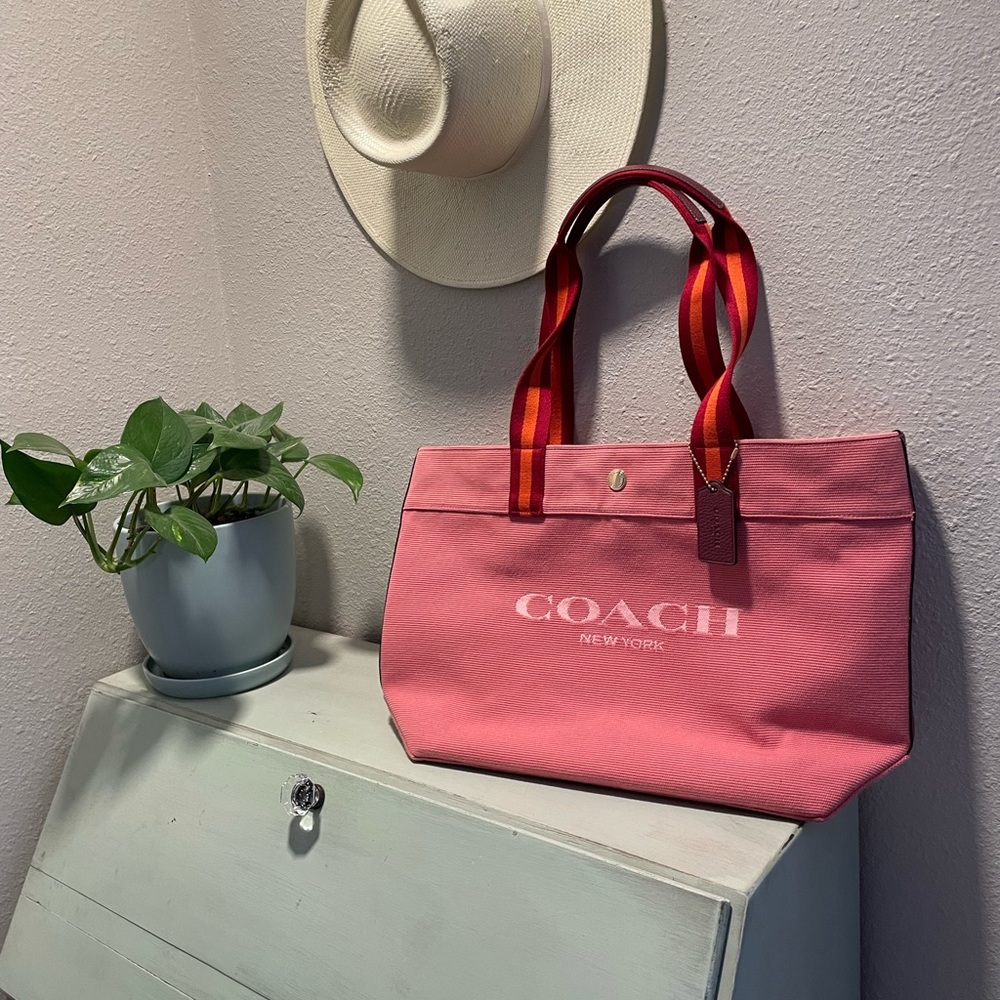 COACH Double Handle Canvas Pink Tote